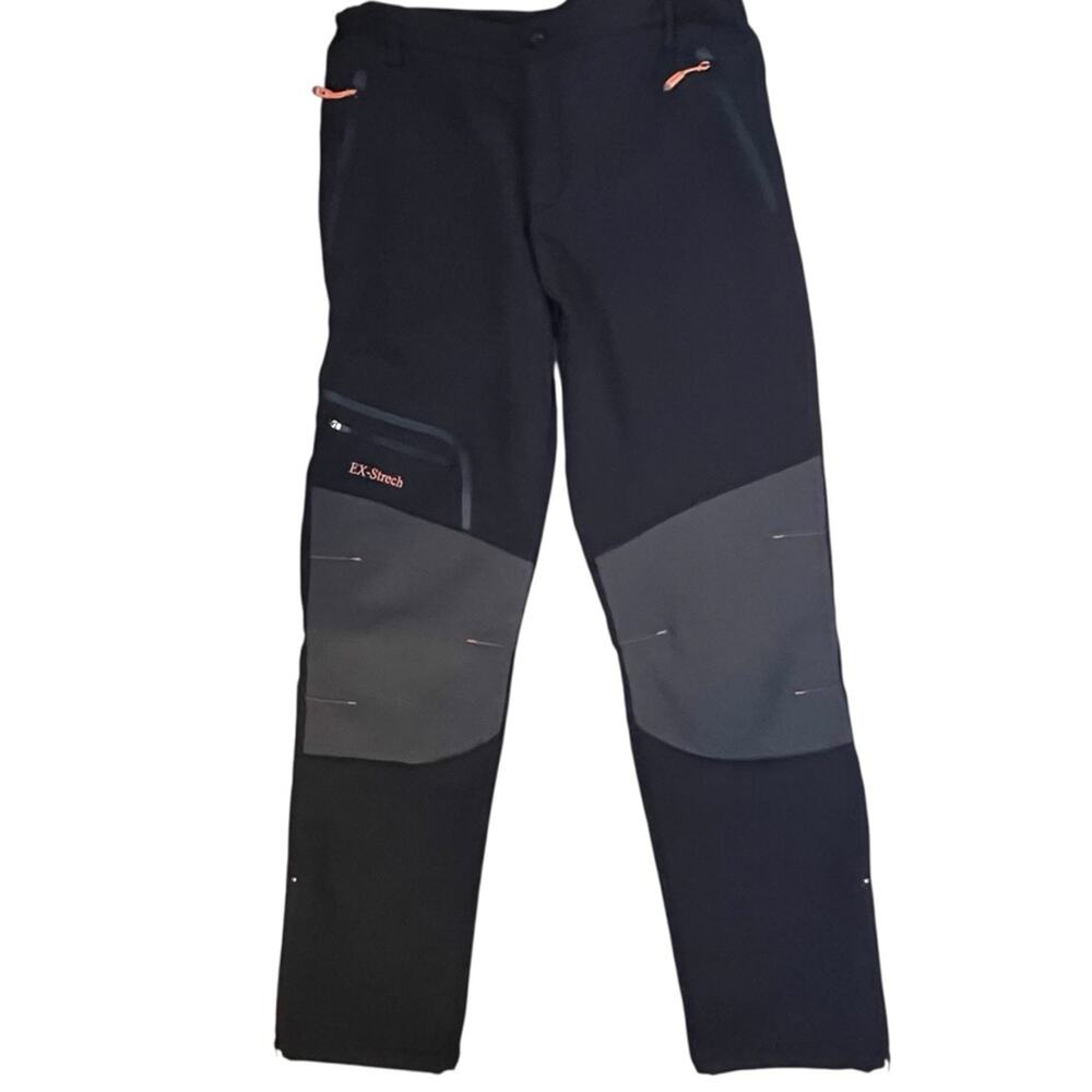 Fleece Lined Stretch Water Resistant Hiking Snow Pants Womens 12 Black Outdoors